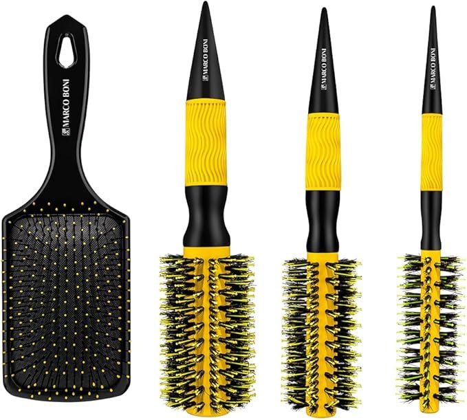 ✅Marco Boni Kit Prof 3 Escovas Thermal Ceramic E 1 Escova Raquete Desembaraçante 6204 Amarelo 4 Unidades!!😎💕