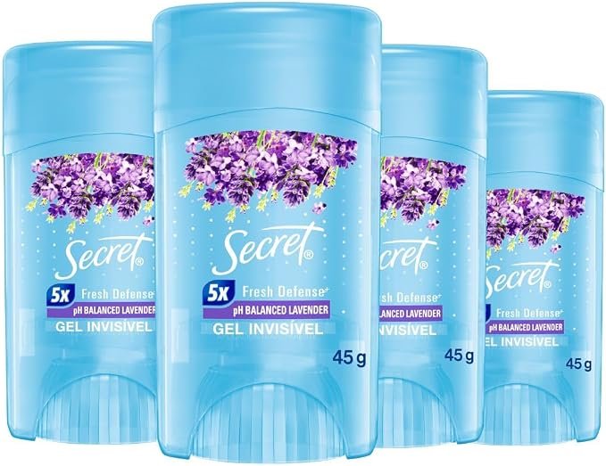 ✅Secret Kit Desodorante em Gel Invisível Antitranspirante Lavanda com 4 Unidades 45g!!😎💕