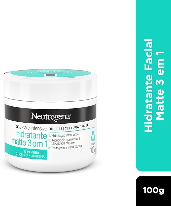 ✅Neutrogena Hidratante Facial Matte 3 em 1 Face Care Intensive, 100g!!😎💕