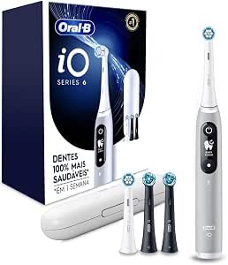 Oral-B Escova de Dente Elétrica iO6, 1 Cabo + 4 Refis + Carregador Bivolt + Estojo!!😎💕