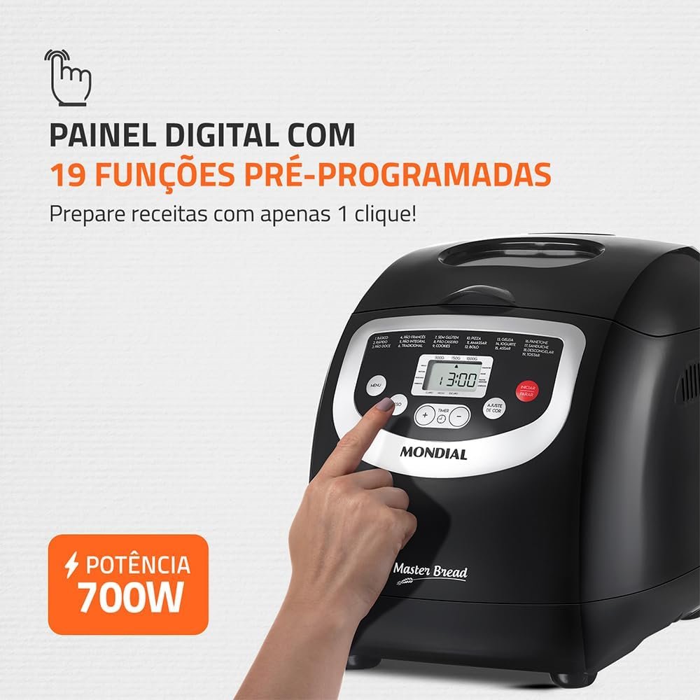 Panificadora Automática Master Bread, Mondial, Preto, 700W, 220V – NPF-53!!😎💕