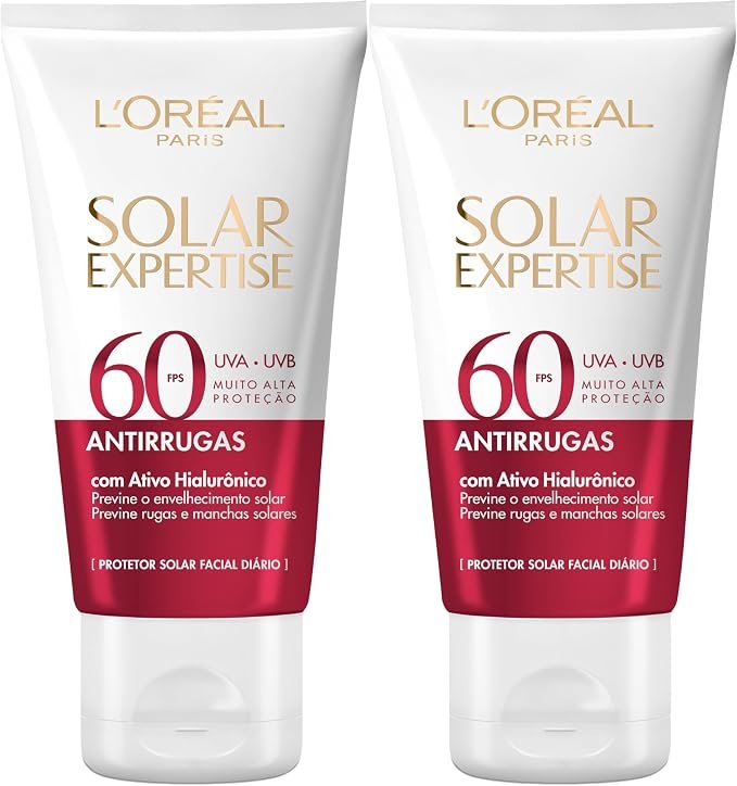 ✅Kit L’Oréal Paris Solar Expertise Protetor Facial Antirrugas Fps 60 40g – 2 unidades!!😎💕
