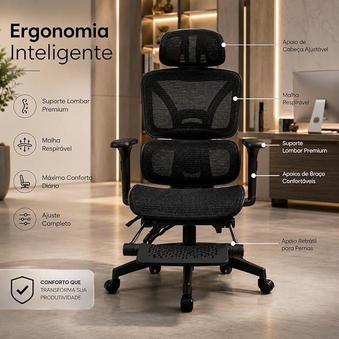 ✅Cadeira Ergonômica Escritório Reclinável!!😎💕