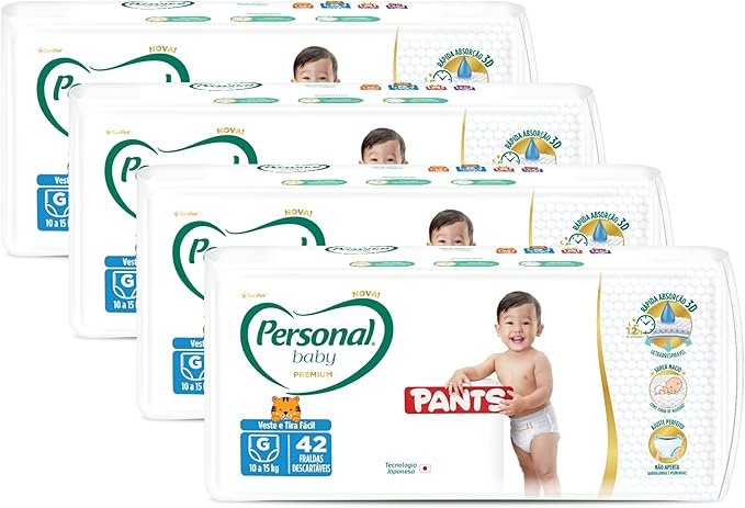 ✅Fralda Personal Baby Premium Pants G 4 pacotes c/42 fraldas!!😎💕