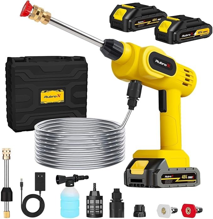 ✅Lavadora de Alta Pressão Portátil com Tubo de Aço, Jato Forte para Limpeza de Carros, Calçadas, Paredes e Quintais – RubroX!!😎💕