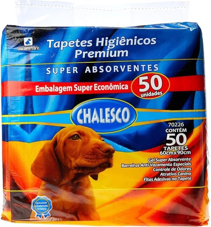 ✅Chalesco Tapete Higiênico Premium para Cães 90 x 60 cm – Super Absorção, Controle de Odores e Base Antivazamento | 50 Unidades!!😎💕