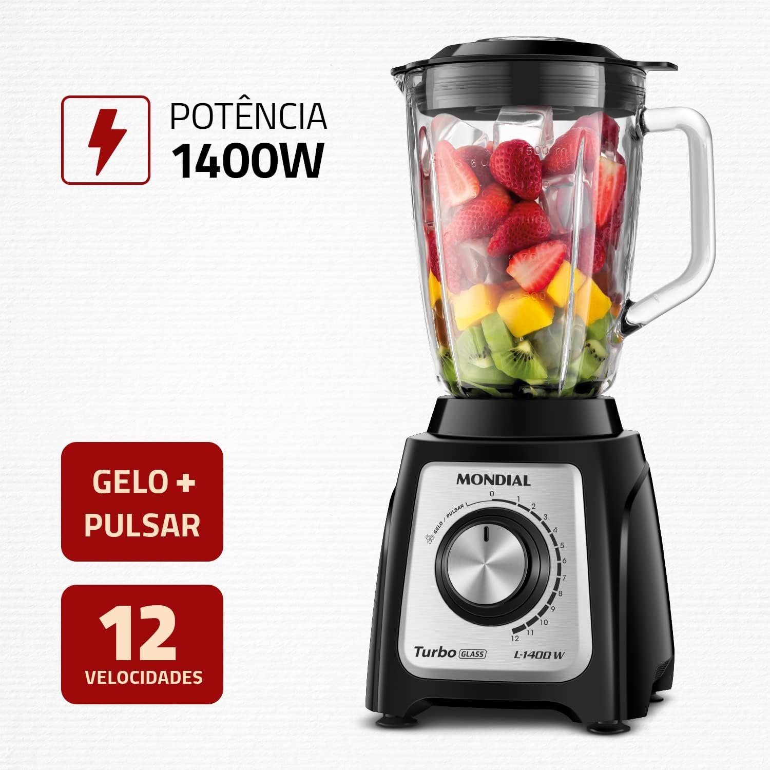 ✅MONDIAL Liquidificador Turbo Glass Jarra de Vidro PretoInox 1400W 220V!!😎💕