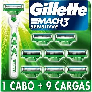 ✅Gillette Aparelho De Barbear Mach3 Sensitive + 9 Cargas!!😎💕