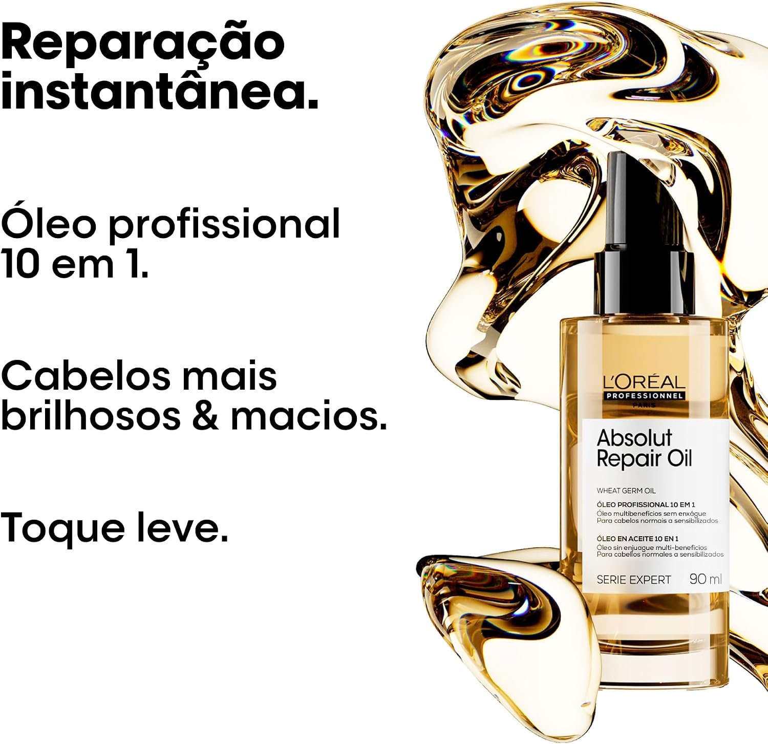 Óleo 10 em 1 Absolut Repair | Multi-benefícios para cabelos secos e danificados | Repara e Promove Brilho | Com Gold Quinoa e Proteína!!😎💕