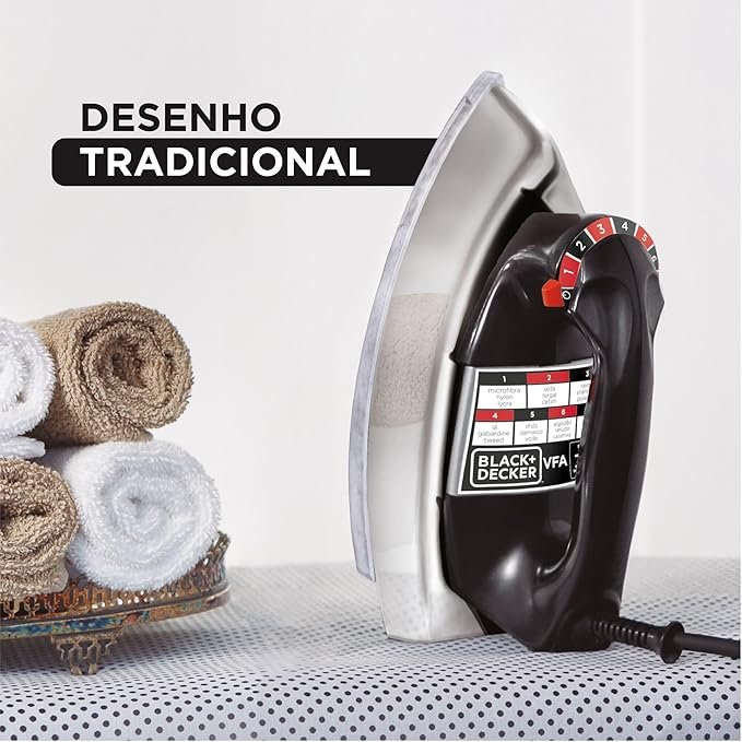 ✅BLACK+DECKER Ferro de Passar Roupa a Seco VFA1110TM2 1100W Preto 110V!!😎💕