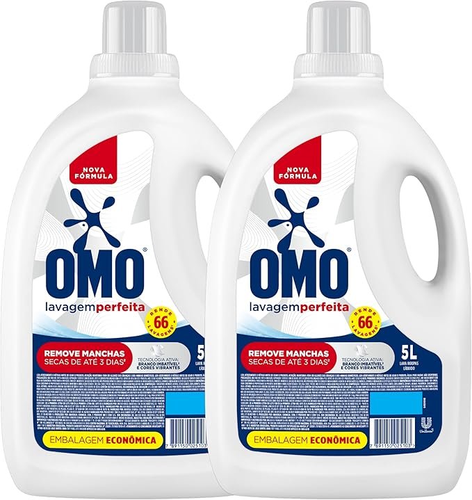 ✅Omo Sabão Líquido 2 Unidades Lavagem Perfeita 5L!!😎💕
