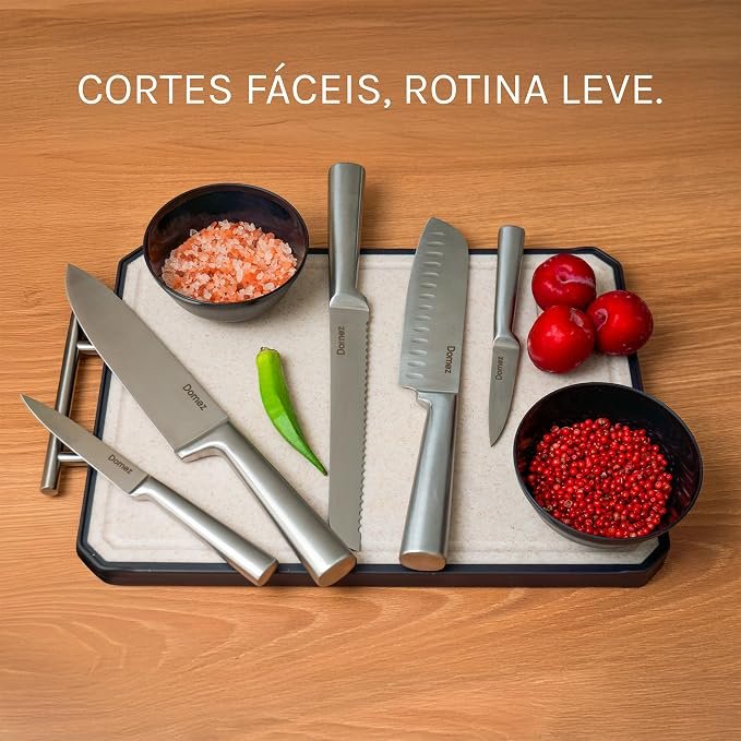 ✅Jogo de Facas Cozinha 5 peças de Aço com Fio que Dura Mais, Design Ergonômico!!😎💕