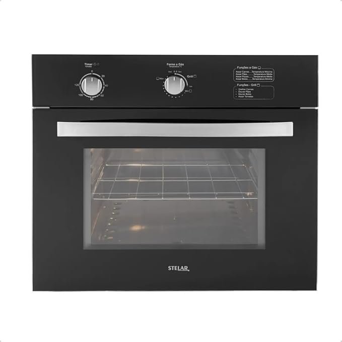 ✅Forno à Gás de Embutir Stelar 46 litros Topázio Preto 127v!!😎💕