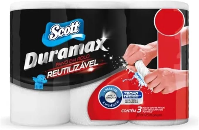 ✅Scott Duramax Pano Reutilizável em Rolo, Branco, 174 Folhas (3 Unidades de 58 Folhas)!!