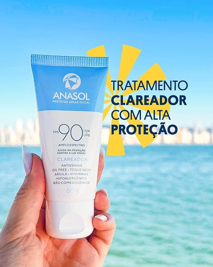 Anasol Protetor Solar Facial Clareador FPS 90 60g!!😎💕