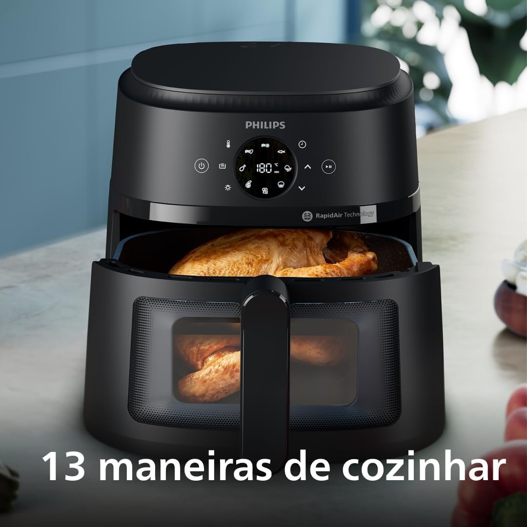 Walita Fritadeira Airfryer Série 2000-6,2L, 1700W, Tecnologia RapidAir, Janela Transparente, Painel Touch Digital, 13 Modos de Preparo, Até 90% Menos Gordura, Preta!!😎💕