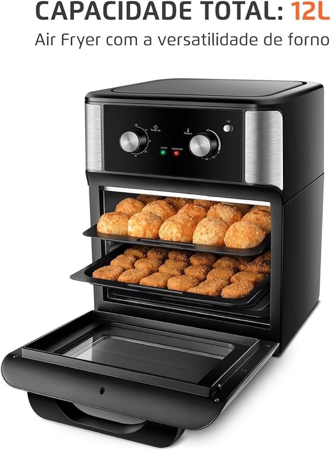 ✅MONDIAL Fritadeira Air Fryer Forno Oven Analógica 12L, Preto, 2000W, 110V – AFON-12L-AB!!!😎💕