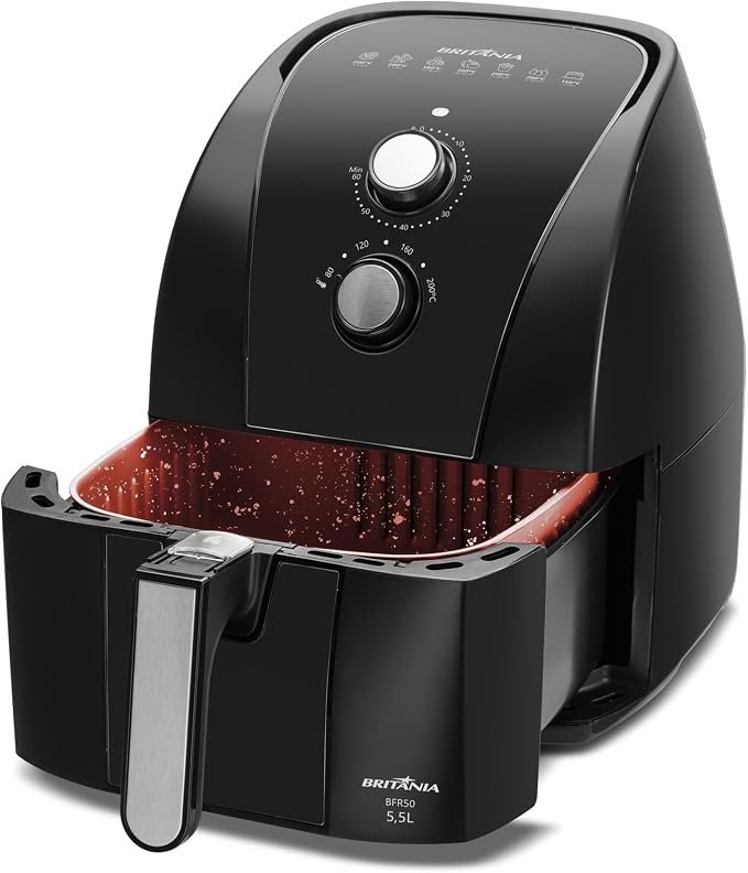 Fritadeira Air Fryer Britânia 5,5L 1500W BFR50 Redstone 220V!!😎💕