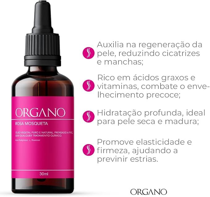 Rosa Mosqueta Rubiginosa ORGANO – Óleo Vegetal 100% Puro E Natural – Clareador E Antimanchas – 30ml!!!😎💕