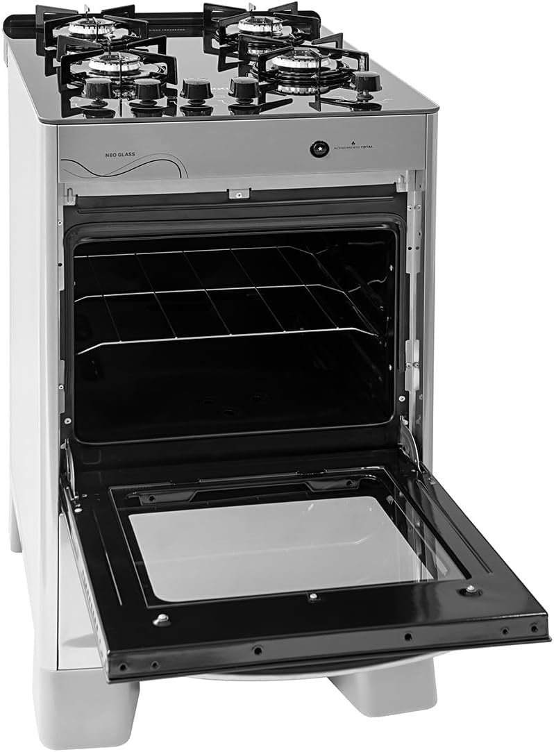 SUGGAR FOGÃO NEO GLASS PRATA MESA DE VIDRO 4 BOCAS TREMPE 6 APOIOS ACENDIMENTO AUTOMÁTICO FGVNG410PRIX!!😎💕