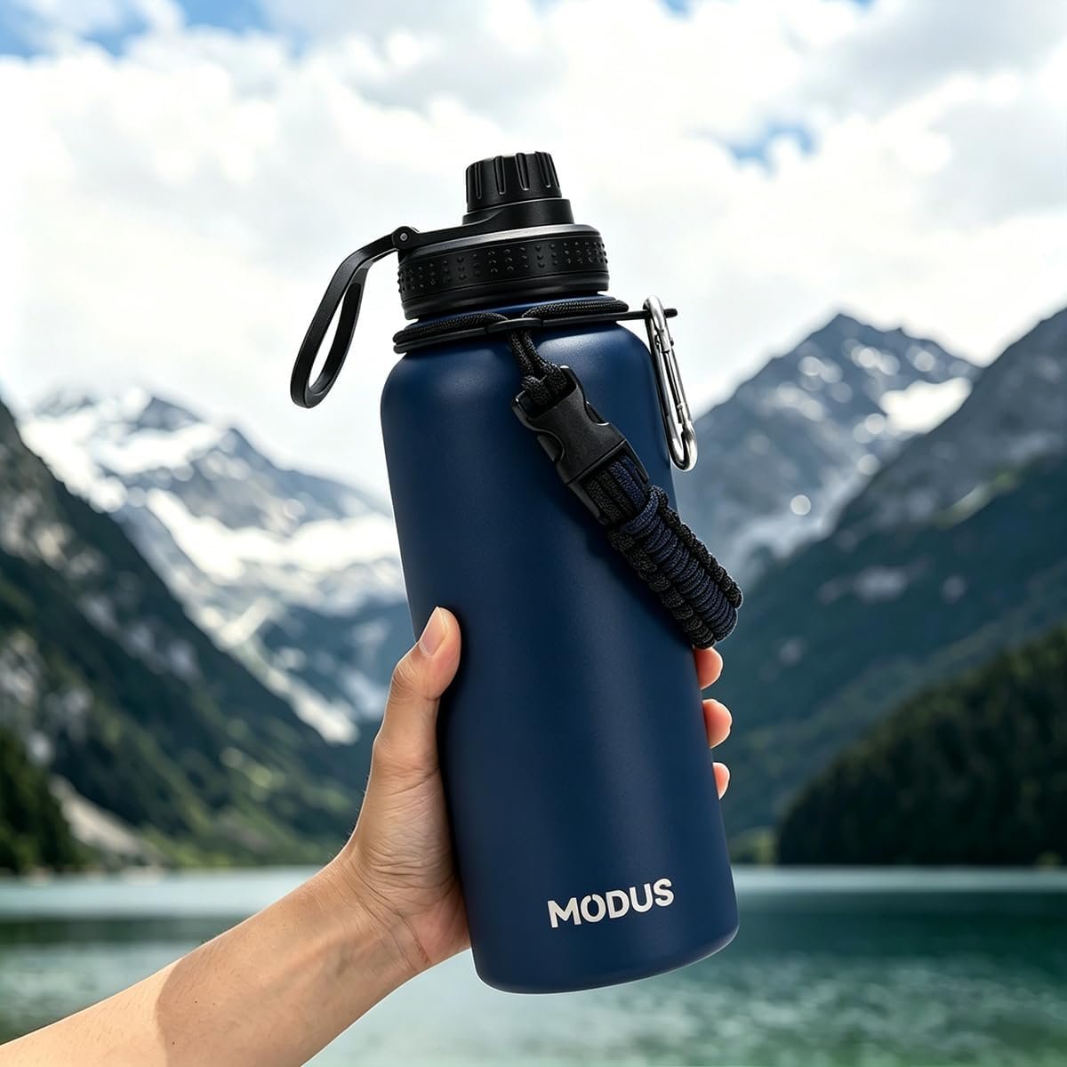 ✅MODUS Garrafa Térmica 950ml – 24h Gelada, Alça Paracord!!😎💕