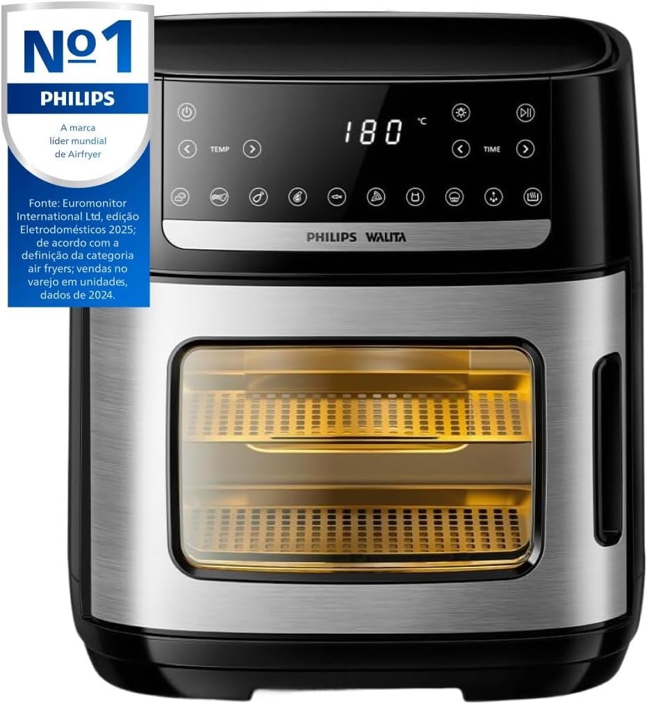 ✅Fritadeira air fryer forno com visor, Philips Walita, 12L, preta, 110v – AI551!!😎💕