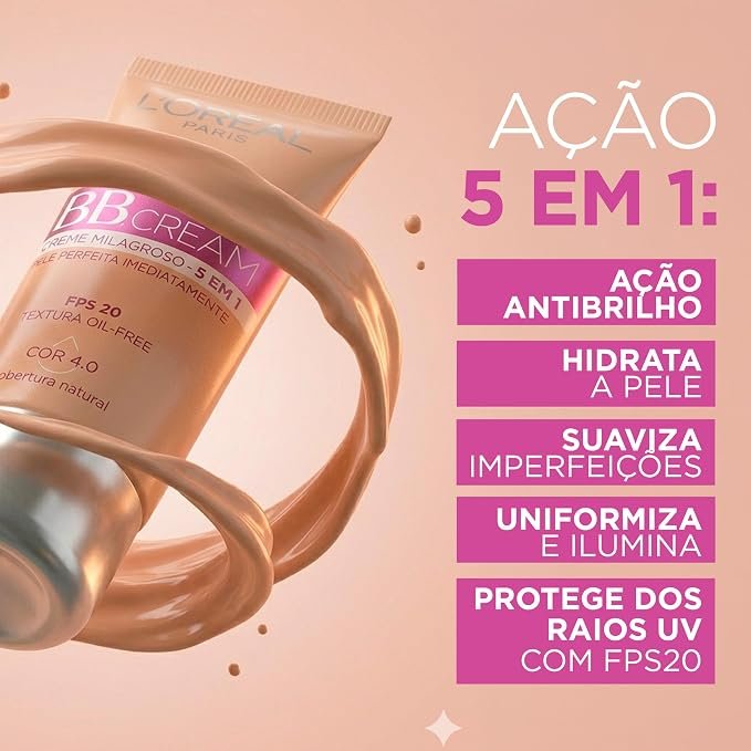 L’Oréal Paris Base BB Cream FPS 20 Dermo Expertise Cor Média, 30ml!!😎💕